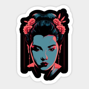 Vaporwave Geisha - Beautiful Japanese Design Sticker
